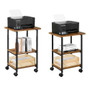 Modern Industrial Black Metal Rustic Wood Printer Stand Cart on Locking Casters Q280-RMIPRS65981253