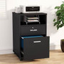 Black Rolling 2-Drawer Mobile File Cabinet Printer Stand Office Cart on Wheels Q280-BLFCPS10928543