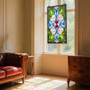 Stained Glass Window Panel, 17 x 29 in, Tiffany Style Hanging Transom Window Panel with Chain, Larg E415-ZXFXCSBLBZXFFOWZR001V0