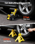 Low Profile Floor Jack, 2 Ton (4400 lbs) Capacity, Steel Racing Floor Jack with Stands, Single Pist E415-WSQJDTZ2TDDLL18CP001V0