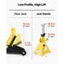 Low Profile Floor Jack, 2 Ton (4400 lbs) Capacity, Steel Racing Floor Jack with Stands, Single Pist E415-WSQJDTZ2TDDLL18CP001V0