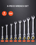 Flex-Head Ratcheting Wrench Set, 8-piece Combination Wrench Set with Roll-up Pouch, Cr-V Steel Flex E415-ZXBSTZYTS8PCA4YAUV0