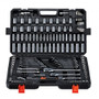 Mechanics Tool Set, 159-Piece Mechanic Tool Kit, 1/4 in, 3/8 in, and 1/2 in Drive, SAE and Metric S E415-SDJXGJTZ159PXUAFP001V0