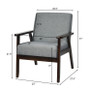 Retro Modern Classic Grey Linen Wide Accent Chair with Espresso Wood Frame Q280-GRYU7691