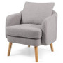 Modern Grey Sherpa Fabric Upholstered Accent Chair with Wooden Legs Q280-GRUJKJ65981