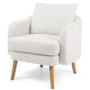 Modern White Sherpa Upholstered Accent Chair with Wooden Legs Q280-CREGTH56889