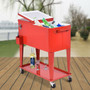 80 Quart Red Sturdy Rolling Steel Construction Cooler Q280-RMZR1760
