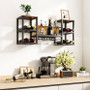 Industrial Wood Metal Wall Mounted Wine Rack Shelf with Glass Holders Q280-HDWRC78936