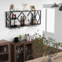 Industrial Rustic Brown Wood Metal Wall Mounted Wine Rack Shelf Q280-XLLACO98563