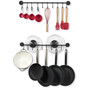 Set of 2 - Black Metal Wall Mounted Pot Rack with 20 Hanging Hooks Q280-CSWMPRS369145284