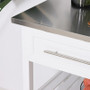 White Rolling Kitchen Island 2 Drawers Storage with Stainless Steel Top Q280-WHTC2399