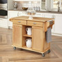 Natural Wood Finish Kitchen Island Cart with Locking Casters Q280-HSNKC256
