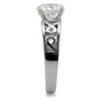 TK069 - High polished (no plating) Stainless Steel Ring with AAA Grade CZ  in Clear A874-TK069