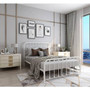 Full size Classic White Metal Bed Frame with Slatted Headboard and Footboard Q280-FLWHTKB1295834