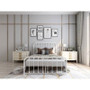 Full size Classic White Metal Bed Frame with Slatted Headboard and Footboard Q280-FLWHTKB1295834