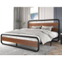 Full Heavy Duty Industrial Modern Metal Wood Platform Bed Frame with Headboard Q280-FMPBIN168493