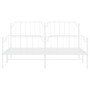 Bed Frame White Powder-Coated Steel Full Bed Frame Rectangular A949-373959
