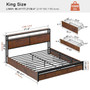 King size Platform Bed with Headboard and Storage Drawers in Brown Wood Finish Q280-KGST6578478
