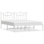 Bed Frame White Powder-Coated Steel Double Bed Bed Frame A949-353493