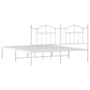 Bed Frame White Powder-Coated Steel Double Bed Bed Frame A949-353493