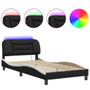 Bed Frame Black Faux Leather Single Bed Frame Rectangular A949-3213967