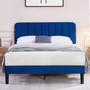 Queen size Blue Upholstered Platform Bed Frame with Headboard Q280-QNBLUPBFD159283691
