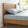 Full size Solid Wood Platform Bed Frame with Headboard in Medium Brown Finish Q280-FZMPBED59815