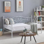 Twin size Classic Heavy Duty Steel Day Bed Frame in White Metal Finish Q280-WHVPDBM109857412