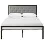 Queen size Contemporary Metal Platform Bed with Grey Upholstered Headboard Q280-QPMBCU9541872