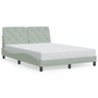 Bed Frame with LED without Mattress Light Gray 53.9"x74.8" Velvet A949-3213883