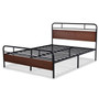 Queen Size Industrial Metal Wood Platform Bed Frame with Headboard and Footboard Q280-SHWQUE1648172