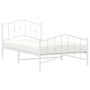Bed Frame White Powder-Coated Steel Twin Bed Frame Rectangular A949-373851