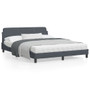 Bed Frame Dark Grey Velvet, Metal, Solid Pine Wood, Plywood Queen A949-373292