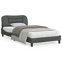 Bed Frame with LED without Mattress "Hvar" Dark Gray 39.4"x74.8" Fabric A949-3213733
