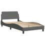 Bed Frame with LED without Mattress "Hvar" Dark Gray 39.4"x74.8" Fabric A949-3213733
