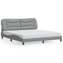 Bed Frame with LED without Mattress "Hvar" Light Gray 76"x79.9" Fabric A949-3213741
