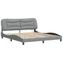 Bed Frame with LED without Mattress "Hvar" Light Gray 76"x79.9" Fabric A949-3213741