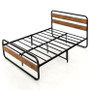 Queen Industrial Wood and Metal Tube Platform Bed with Headboard and Footboard Q280-QUAR3242