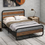 Queen Industrial Wood and Metal Tube Platform Bed with Headboard and Footboard Q280-QUAR3242