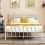 Full Vintage Style White Metal Platform Bed Frame with Headboard Footboard Q280-FLWTMBFD1192876925