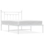 Bed Frame White Powder-Coated Steel Single Bed Frame A949-353581