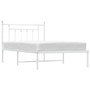 Bed Frame White Powder-Coated Steel Single Bed Frame A949-353581