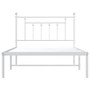 Bed Frame White Powder-Coated Steel Single Bed Frame A949-353581