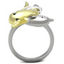 TK1698 - Two-Tone IP Gold (Ion Plating) Stainless Steel Ring with Top Grade Crystal  in Clear A874-TK1698