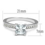 3W1209 - Rhodium Brass Ring with AAA Grade CZ  in Clear A874-3W1209