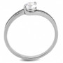 DA233 - High polished (no plating) Stainless Steel Ring with AAA Grade CZ  in Clear A874-DA233