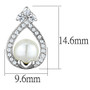 3W665 - Rhodium Brass Earrings with Synthetic Pearl in White A874-3W665