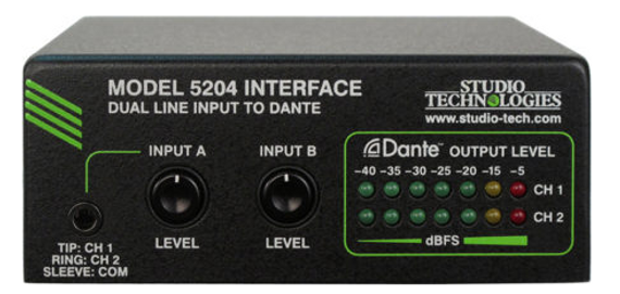 Model 5204 Dual Line Input to Dante Interface