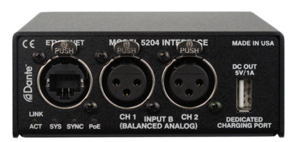 Model 5204 Dual Line Input to Dante Interface