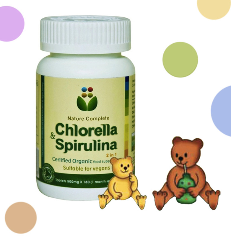 Certified Organic Chlorella + Spirulina 2 in 1 For Children Tablets 180 X 500MG Certified Organic Chlorella + Spirulina 2 in 1 For Children Tablets 180 X 500MG